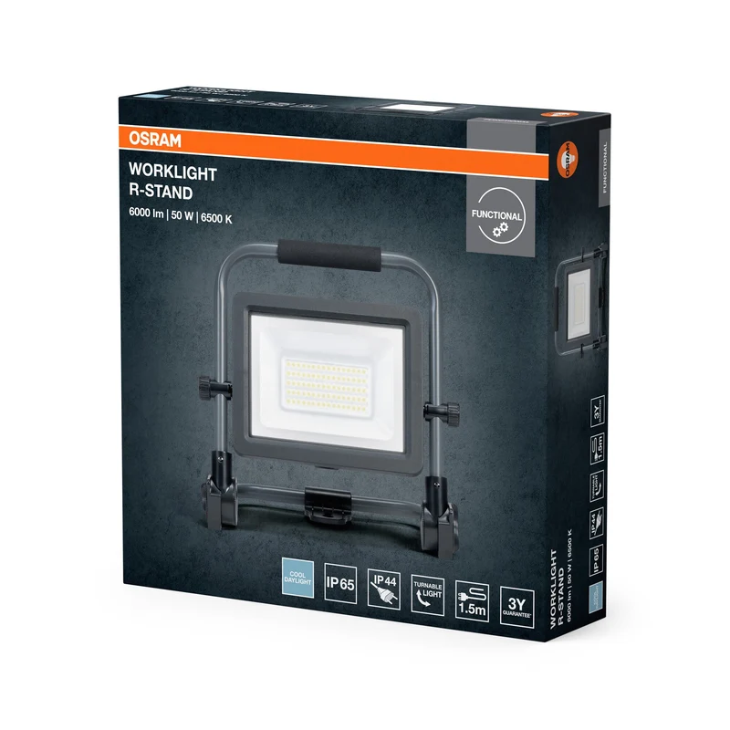 OSRAM VAL Lampada da lavoro LED di medie dimensioni, grigio/nero, 50W, 5750lm