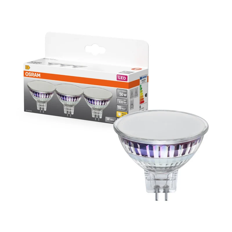 OSRAM SPOT MR16 GL 50 LED-lampada riflettore, 5,3W, 630lm, GU5.3, bianco caldo
