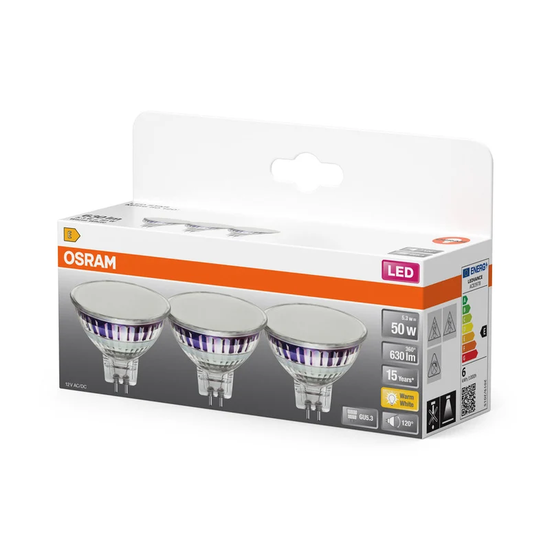 OSRAM SPOT MR16 GL 50 LED-lampada riflettore, 5,3W, 630lm, GU5.3, bianco caldo