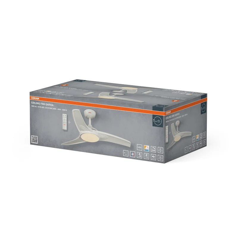 Ventilatore da soffitto LED OSRAM Garoa, Bianco, 1065mm, 40W, 1100lm, CCT