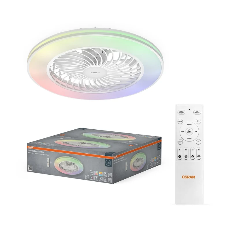 Ventilatore da soffitto LED OSRAM Bayamo, Bianco, 58W, 590 mm, controllo RGB