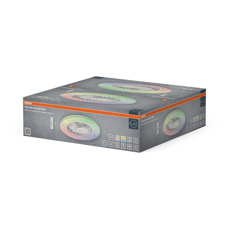 Ventilatore da soffitto LED OSRAM Bayamo, Bianco, 58W, 590 mm, controllo RGB
