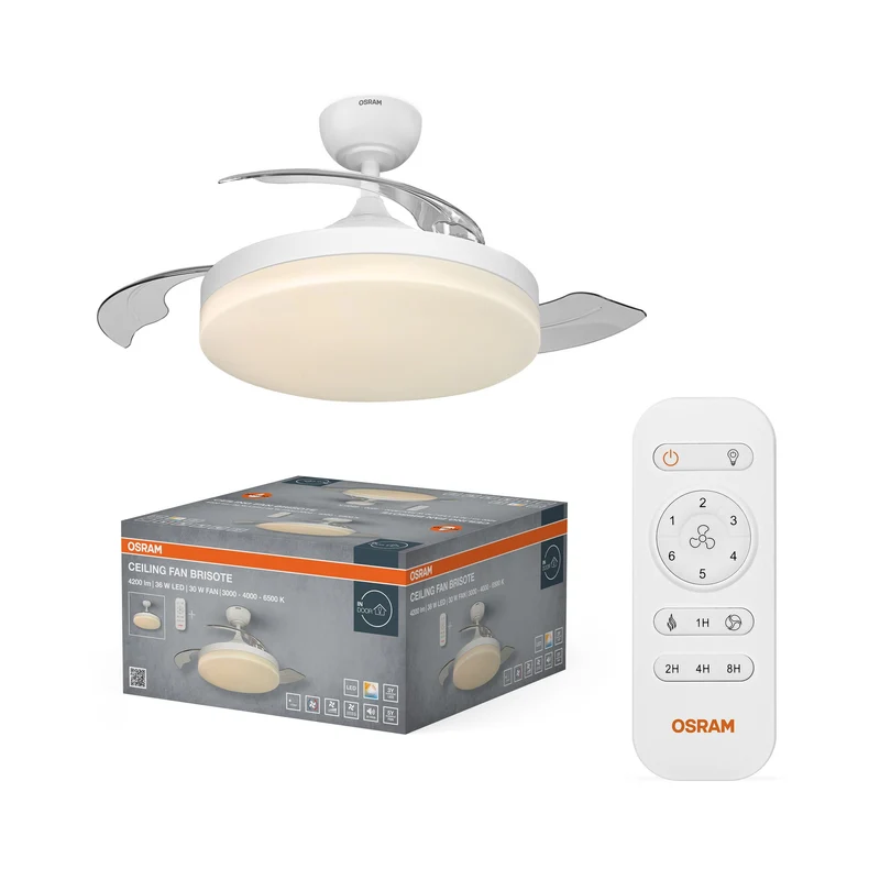 Ventilatore da soffitto LED OSRAM Brisote, Bianco, 1060mm, 66W, 3000/4000/6500 K, CCT