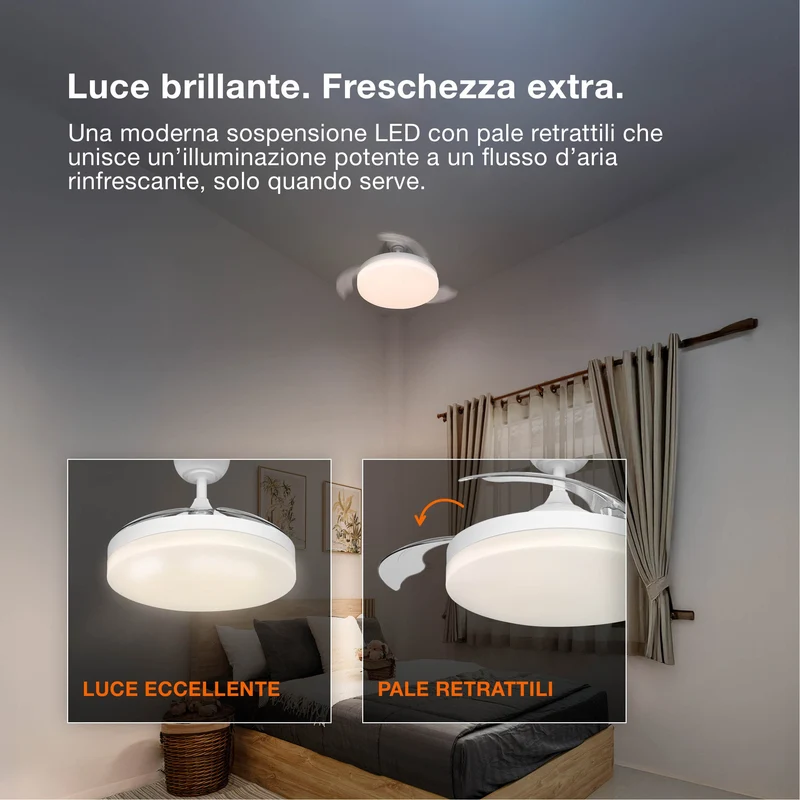 Ventilatore da soffitto LED OSRAM Brisote, Bianco, 1060mm, 66W, 3000/4000/6500 K, CCT