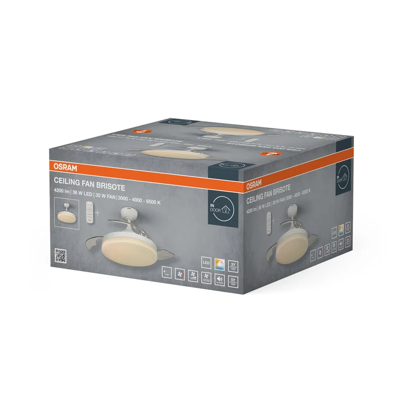 Ventilatore da soffitto LED OSRAM Brisote, Bianco, 1060mm, 66W, 3000/4000/6500 K, CCT