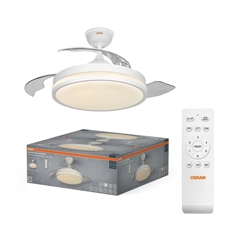 Ventilatore da soffitto LED OSRAM Coromuel, Bianco, 60W, 1065mm, 3000/4000/6500, CCT