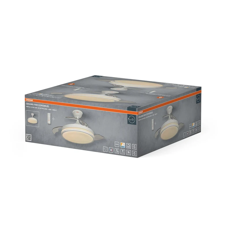 Ventilatore da soffitto LED OSRAM Coromuel, Bianco, 60W, 1065mm, 3000/4000/6500, CCT