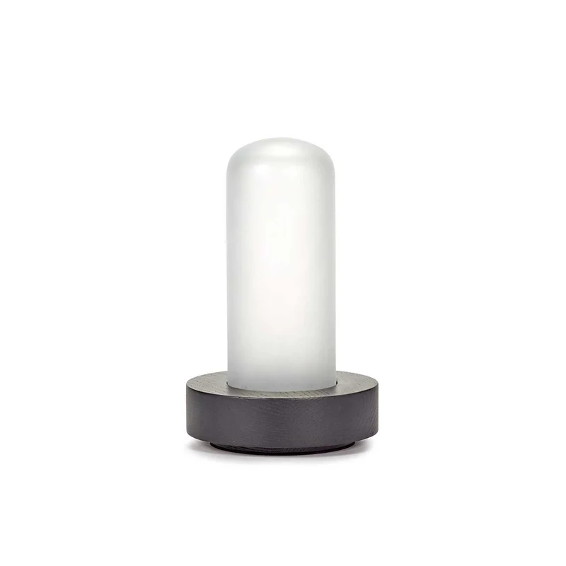 Lex - Lampe à poser LED en verre et bois, style minimaliste