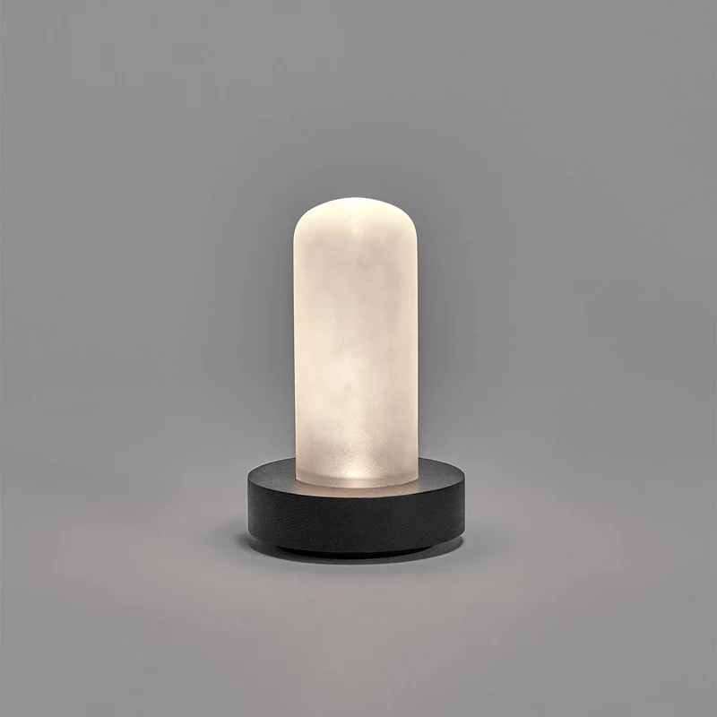 Lex - Lampe à poser LED en verre et bois, style minimaliste