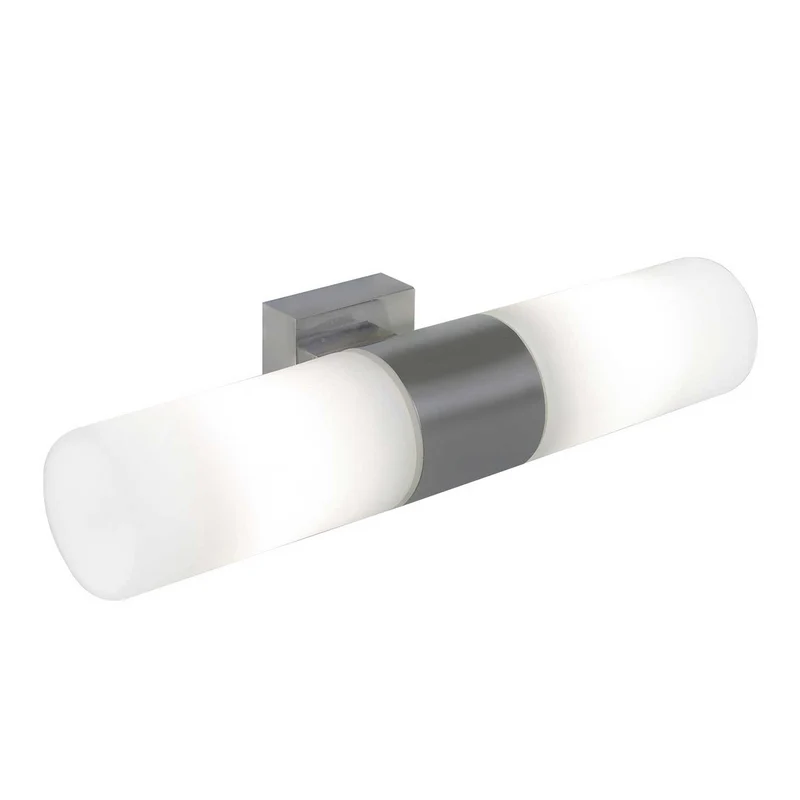 Tangens - Applique murale double pour salle de bain en acier et verre, style moderne