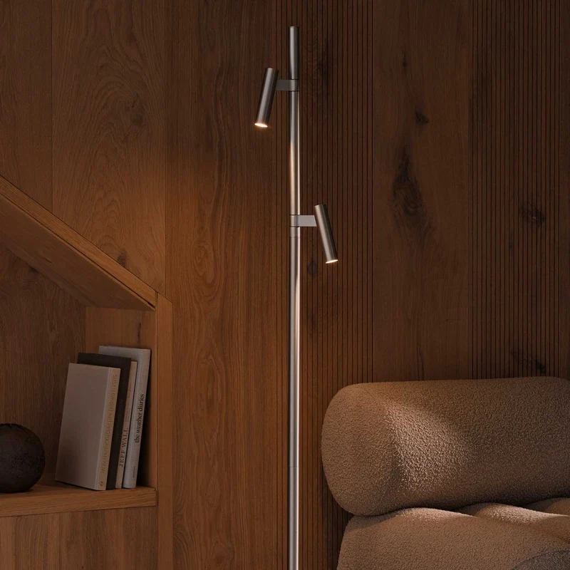 Makoto - Lampadaire à deux têtes orientables en acier, style contemporain