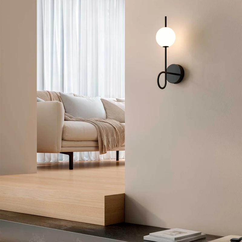 Loop - Applique murale LED en acier et verre, style art déco, H 33,5 cm