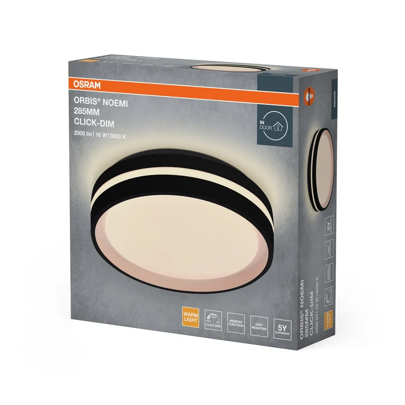 OSRAM Orbis Noemi 285 mm 16W 830 Click dimmerabile Nero