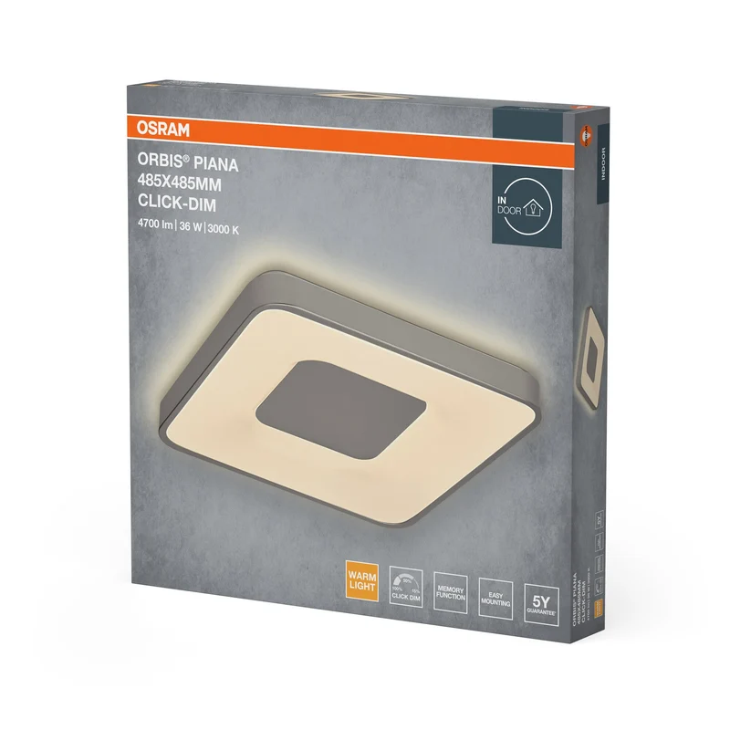 OSRAM Orbis Piana 485x485 mm 36W 830 Click dimmerabile Argento