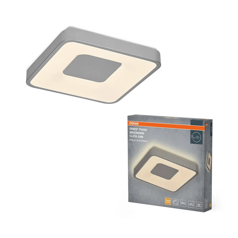 OSRAM Orbis Piana 380x380 mm 24W 830 Click dimmerabile Argento