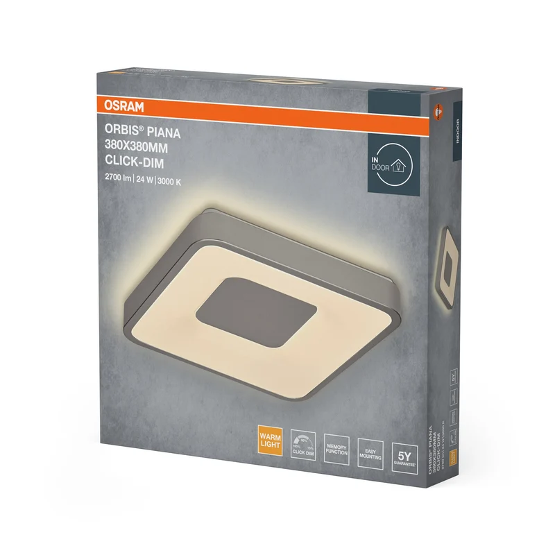OSRAM Orbis Piana 380x380 mm 24W 830 Click dimmerabile Argento