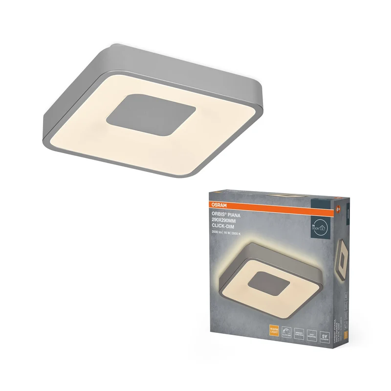 OSRAM Orbis Piana 290x290 mm 16W 830 Click dimmerabile Argento