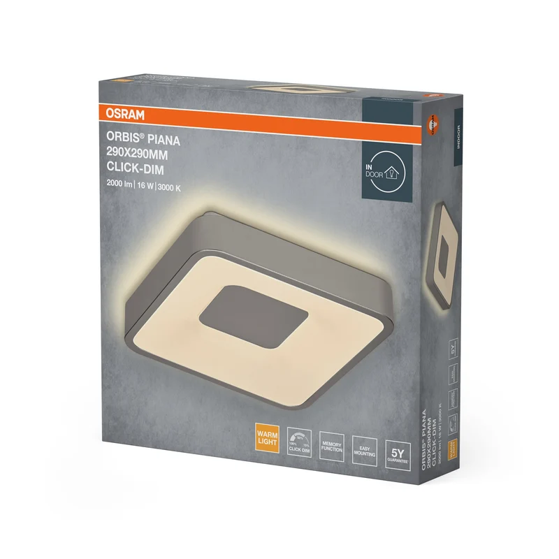 OSRAM Orbis Piana 290x290 mm 16W 830 Click dimmerabile Argento