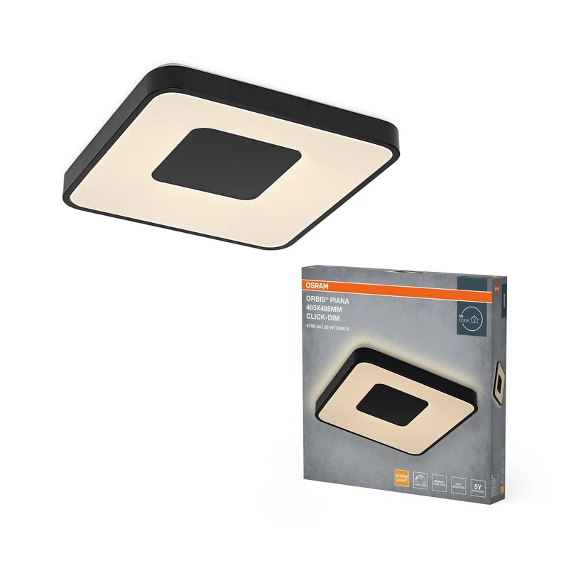 OSRAM Orbis Piana 485x485 mm 36W 830 Click dimmerabile Nero