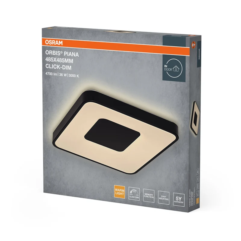 OSRAM Orbis Piana 485x485 mm 36W 830 Click dimmerabile Nero