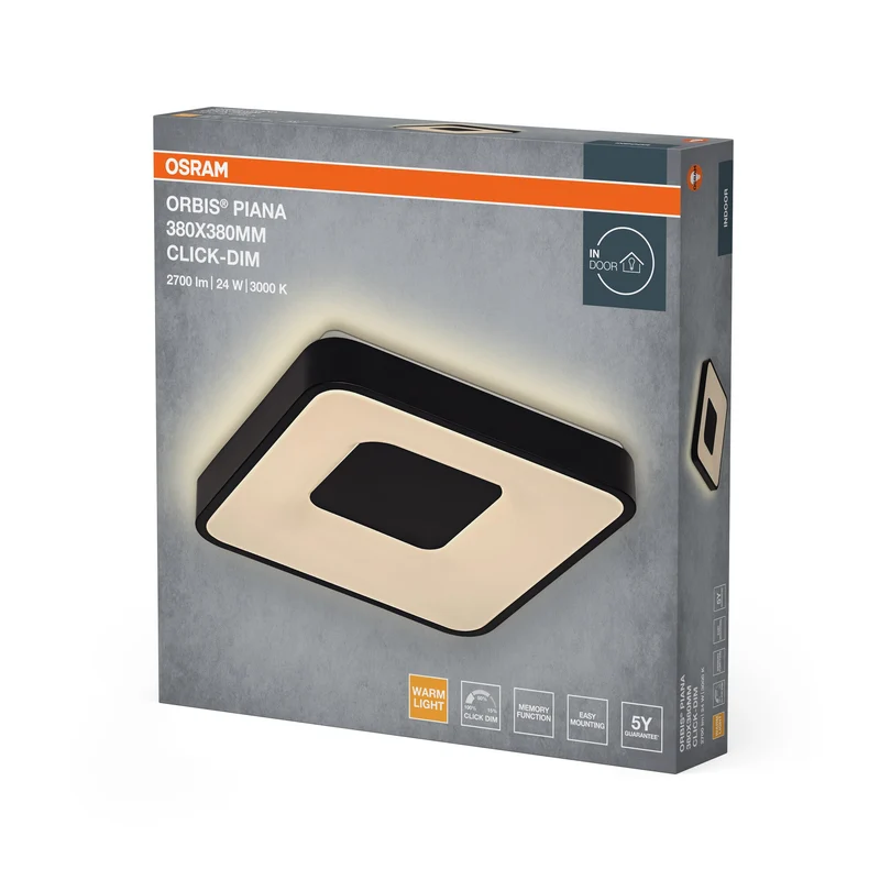 OSRAM Orbis Piana 380x380 mm 24W 830 Click dimmerabile Nero