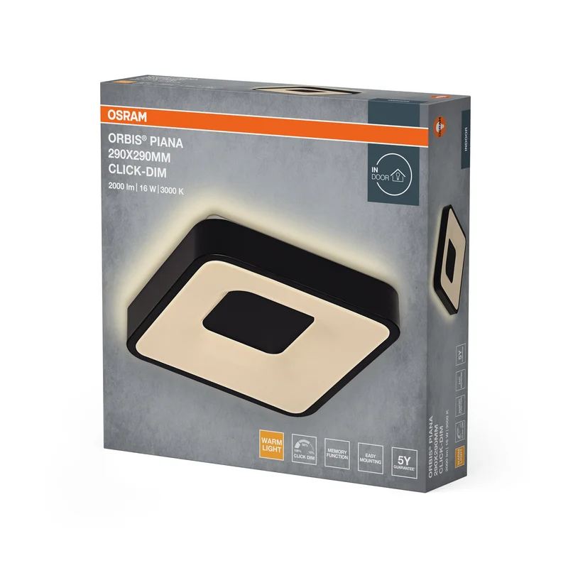 OSRAM Orbis Piana 290x290 mm 16W 830 Click dimmerabile Nero