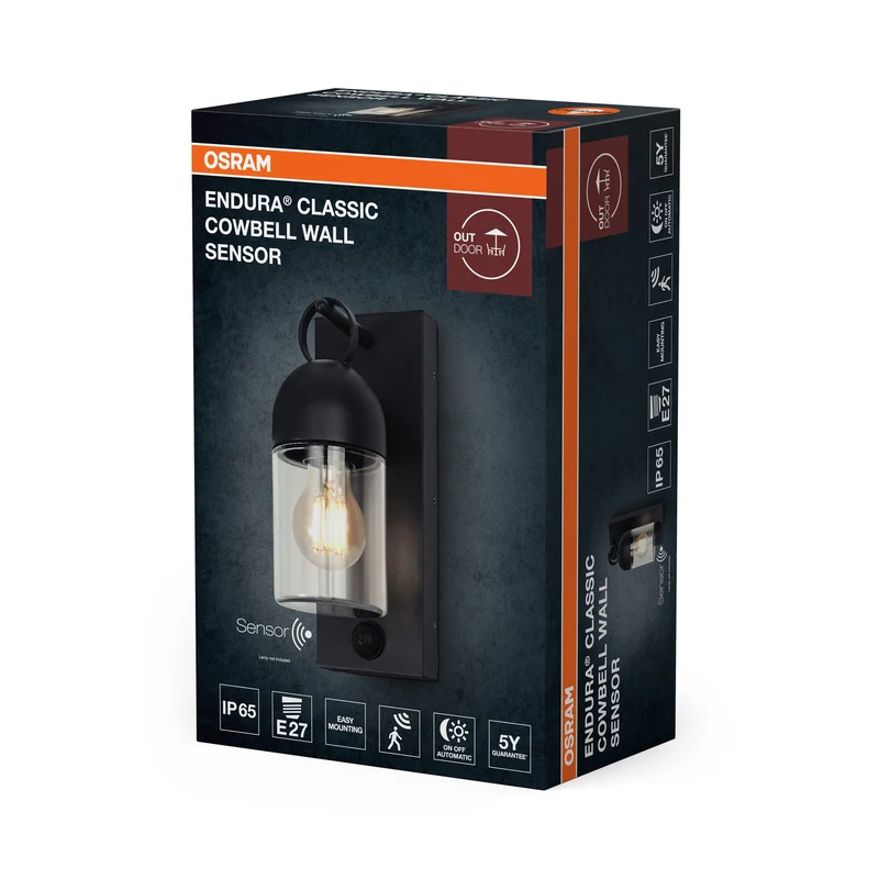 OSRAM ENDURA® Classic Cowbell Applique da esterno IP65 con sensore E27 Grigio scuro