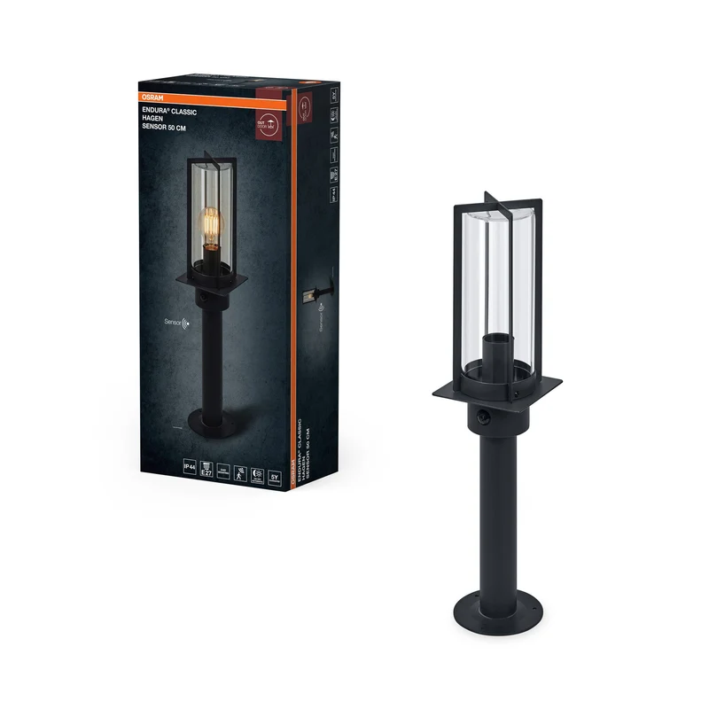 OSRAM ENDURA® Classic Hagen Applique da esterno 50 cm con sensore E27 IP44 Grigio scuro
