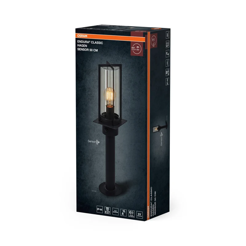 OSRAM ENDURA® Classic Hagen Applique da esterno 50 cm con sensore E27 IP44 Grigio scuro