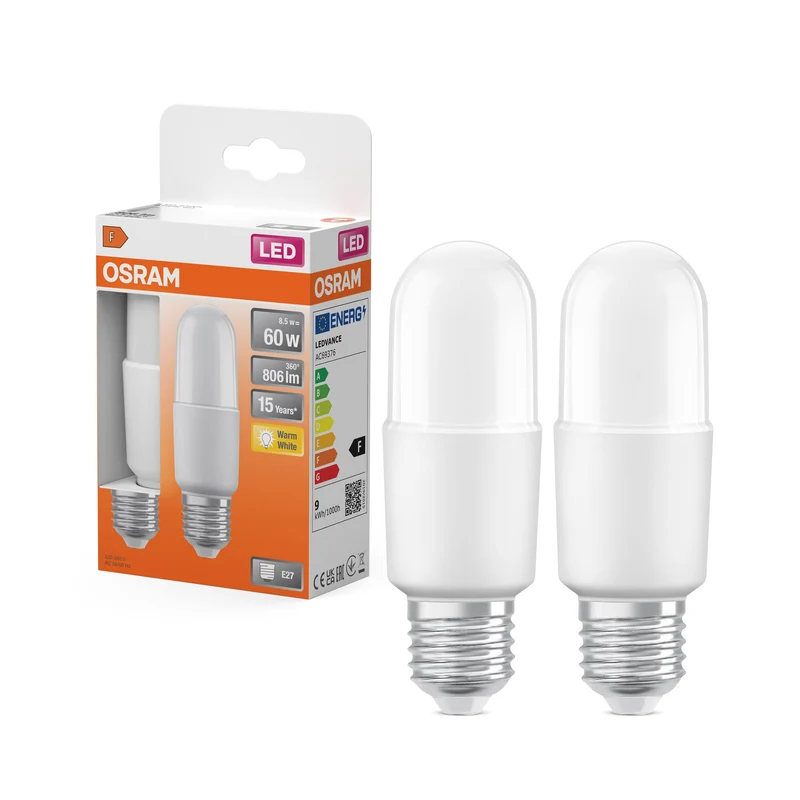 OSRAM LED PCR CLASSIC Lampada a bastone 8,5W 827 opaca E27