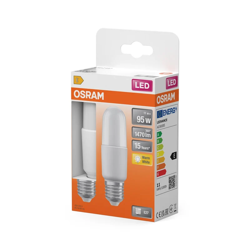 OSRAM LED PCR CLASSIC Lampada a bastone 11W 827 opaca E27