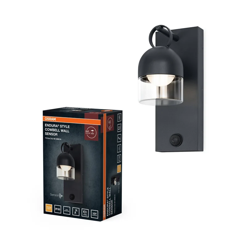 OSRAM ENDURA® Style Applique esterna Cowbell IP65 con sensore 6W grigio scuro