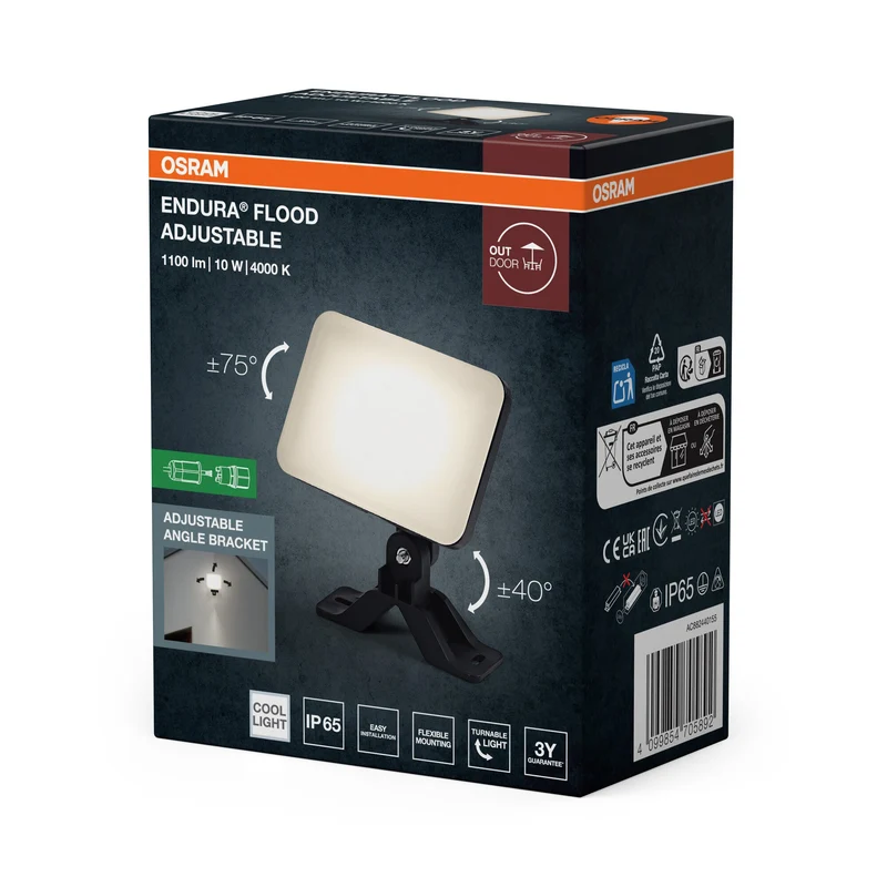 OSRAM ENDURA® Faretto esterno regolabile 10W 840 Nero