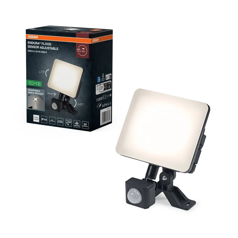 OSRAM ENDURA® Faretto esterno regolabile con sensore 20W 840 Nero
