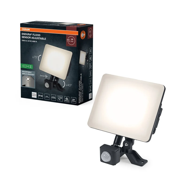 OSRAM ENDURA® Faretto esterno regolabile con sensore 30W 840 Nero