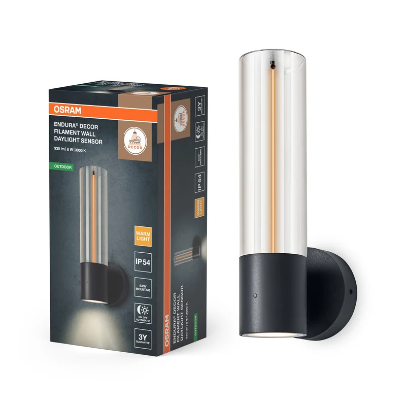 OSRAM ENDURA® Decor Filament Applique esterna con sensore di luce diurna 8W IP54 Grigio scuro