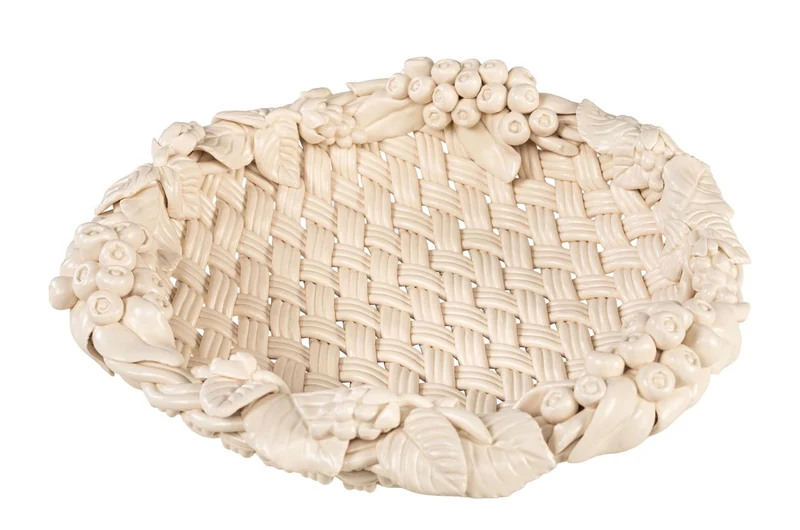 Casa Padrino Luxus Schale Cremeweiß Ø 32 x H. 10 cm - Runde Deko Schale aus hochwertiger Keramik - Luxus Deko Accessoires