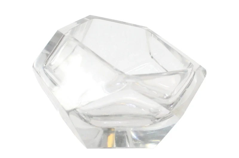 Casa Padrino Luxus Schale Ø 14,5 x H. 11,5 cm - Deko Schale aus massivem Klarglas mit facettiertem Diamant-Schliff - Luxus Deko Accessoires