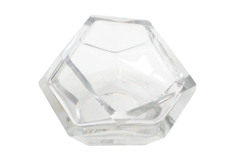 Casa Padrino Luxus Schale Ø 14,5 x H. 11,5 cm - Deko Schale aus massivem Klarglas mit facettiertem Diamant-Schliff - Luxus Deko Accessoires