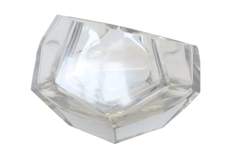 Casa Padrino Luxus Schale Ø 14,5 x H. 11,5 cm - Deko Schale aus massivem Klarglas mit facettiertem Diamant-Schliff - Luxus Deko Accessoires