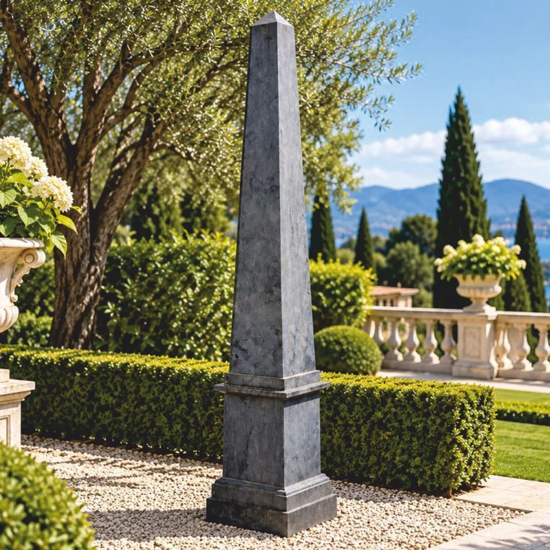 Casa Padrino Luxus Garten Deko Stein Obelisk Dunkelblau H. 254 cm - Garten & Terrassen Deko Accessoires