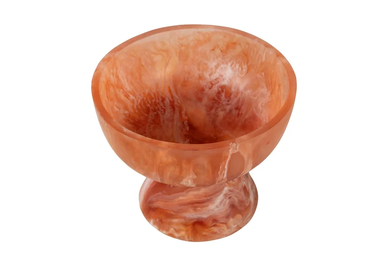Casa Padrino Luxus Schale Beige / Weinrot Ø 16 x H. 13,5 cm - Kleine Deko Schale aus transluzentem Kunstharz in Rubinrot und Creme - Luxus Deko Accessoires
