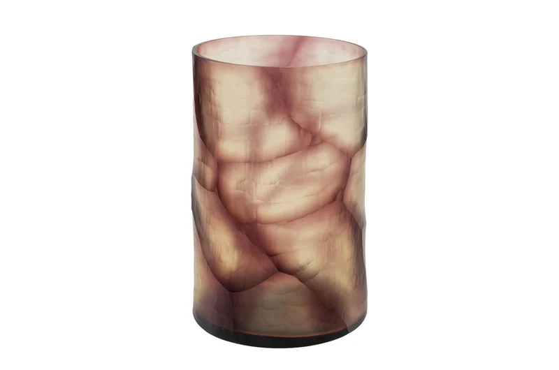 Casa Padrino Luxus Kerzenhalter Lila Ø 17,5 x H. 27,5 cm - Großes Windlicht aus massivem Farbglas in Lila und Klar, auch als Vase verwendbar - Luxus Deko Accessoires