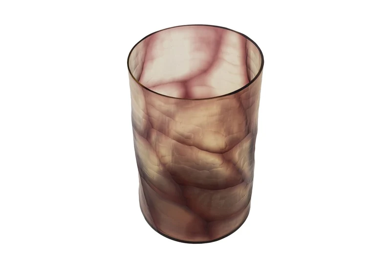 Casa Padrino Luxus Kerzenhalter Lila Ø 17,5 x H. 27,5 cm - Großes Windlicht aus massivem Farbglas in Lila und Klar, auch als Vase verwendbar - Luxus Deko Accessoires