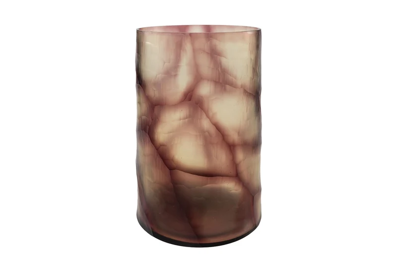 Casa Padrino Luxus Kerzenhalter Lila Ø 17,5 x H. 27,5 cm - Großes Windlicht aus massivem Farbglas in Lila und Klar, auch als Vase verwendbar - Luxus Deko Accessoires