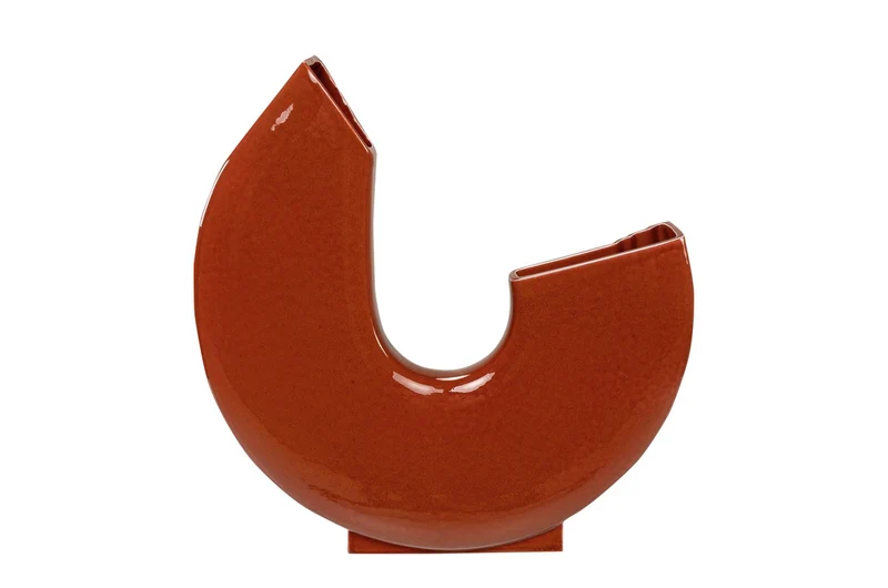 Casa Padrino Luxus Vase 36 x 10 x H. 36,5 cm - Elegante flache Deko Vase Margot aus feinem Steingut - Luxus Deko Accessoires