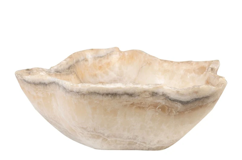 Casa Padrino Luxus Schale 38 x 47 x H. 13,5 cm - Große Deko Schale aus hochwertigem Onyx - Luxus Deko Accessoires