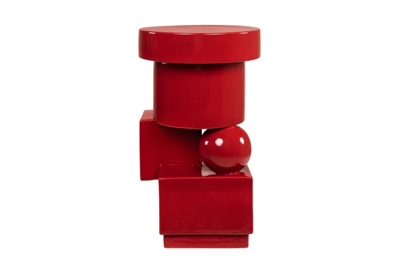 Casa Padrino Luxus Pflanzgefäß Weinrot 30,5 x 30 x H. 50 cm - Steingut Pflanzgefäß und Beistelltisch im Burgundy Finish - Luxus Deko Accessoires