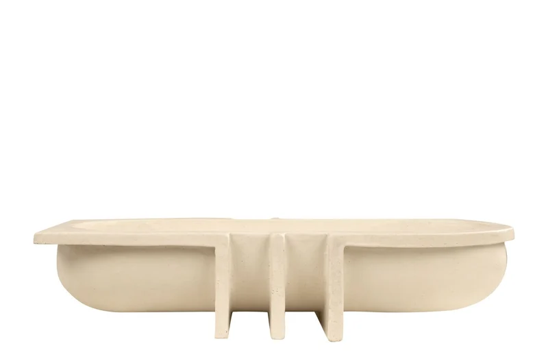 Casa Padrino Luxus Schale Naturfarben 51 x 19,5 x H. 11 cm - Längliche Steingut Deko Schale im Natural Finish - Luxus Deko Accessoires