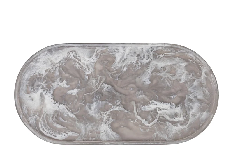 Casa Padrino Luxus Tablett Schwarz 50 x 25 x H. 1,7 cm - Rechteckiges Deko Tablett aus Kunstharz mit transparent schwarzer Wirbeloptik - Luxus Deko Accessoires